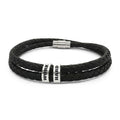 Work Hard Leather Bracelet – Engraved Beads