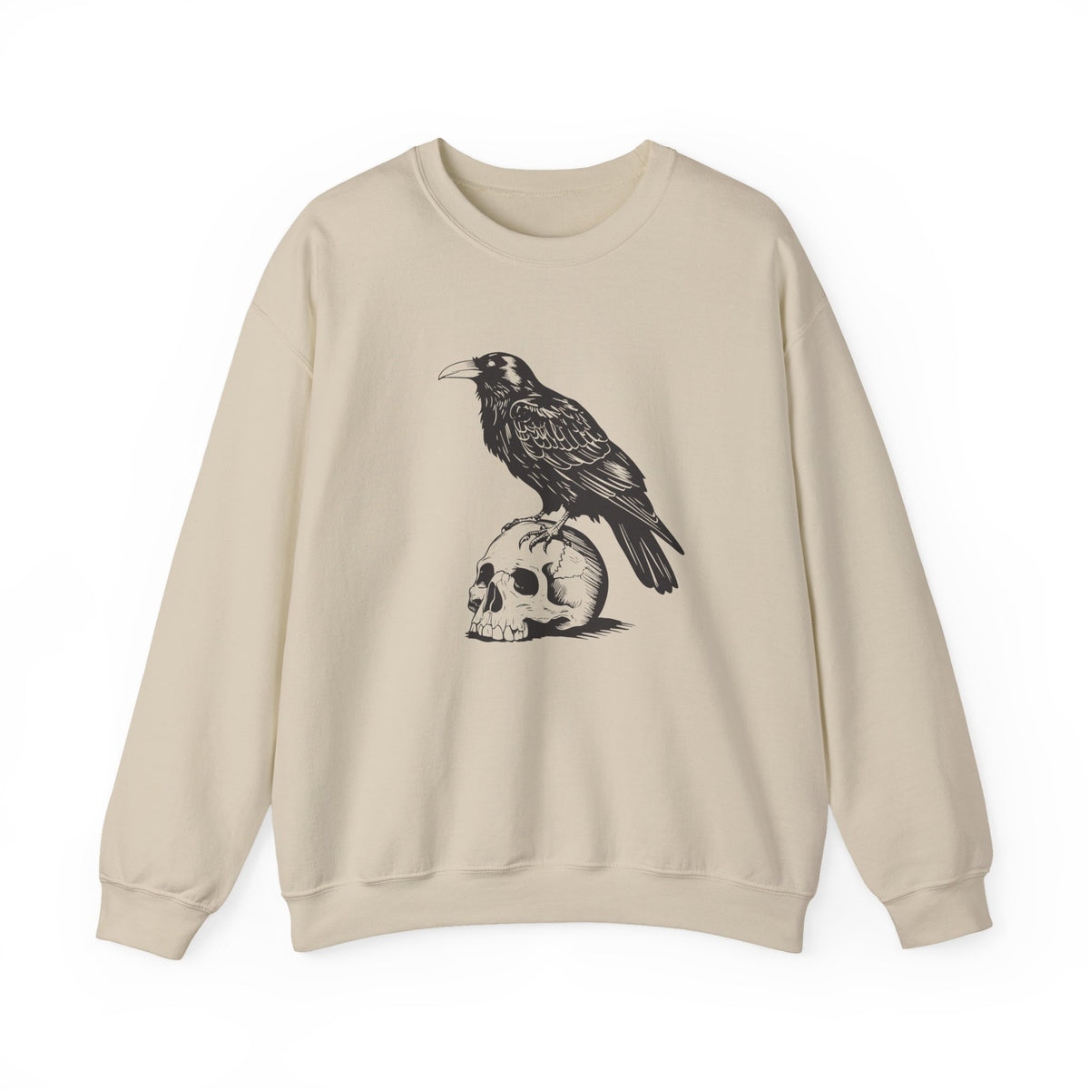 Raven Skull Sweatshirt, Gothic Crewneck Jumper