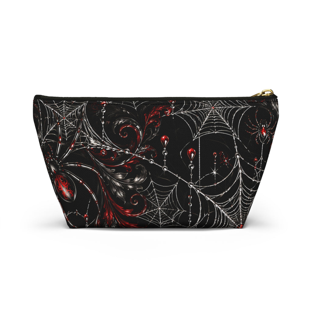Gothic Spiderweb Pouch – Black & Red Spider Print
