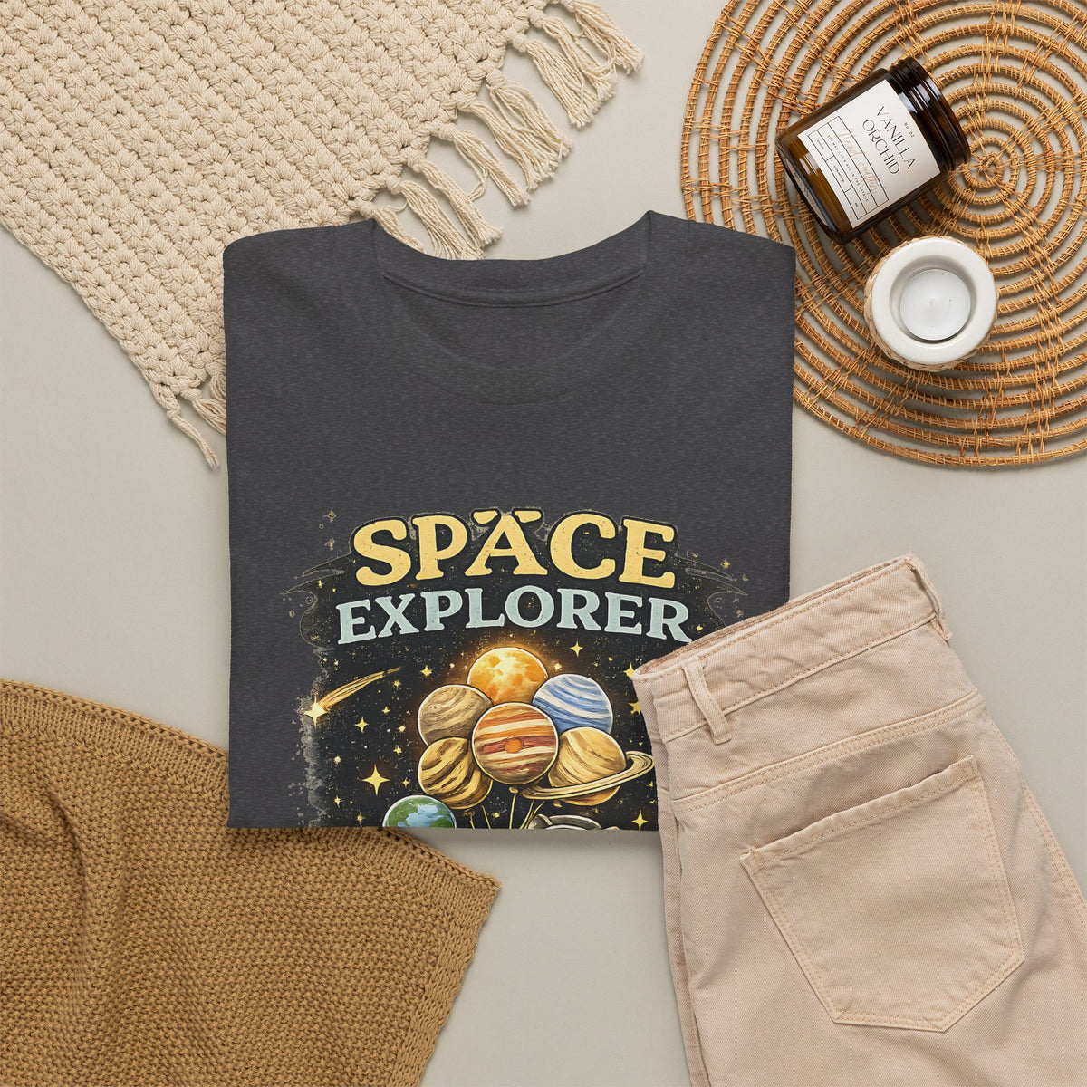 Space Explorer T-Shirt – Astronaut, Galaxy & Planets Graphic Tee