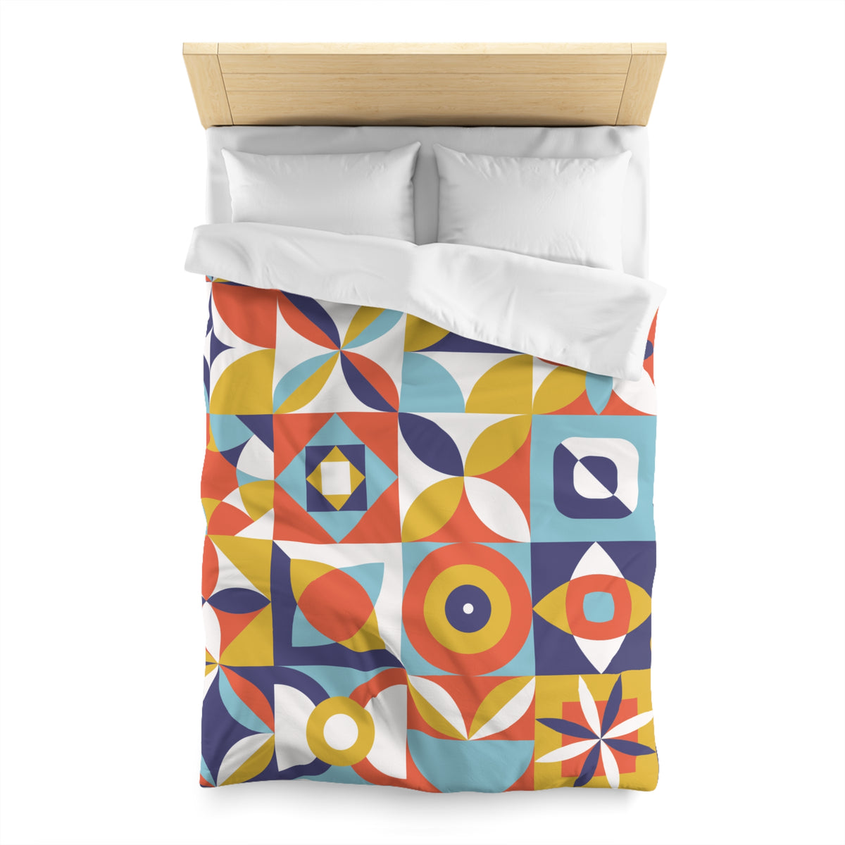 Geometric Retro Tile Pattern Microfiber Duvet Cover | Colorful Mid Century Design