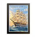 Amerigo Vespucci Tall Ship Framed Poster – Vintage Nautical Wall Art