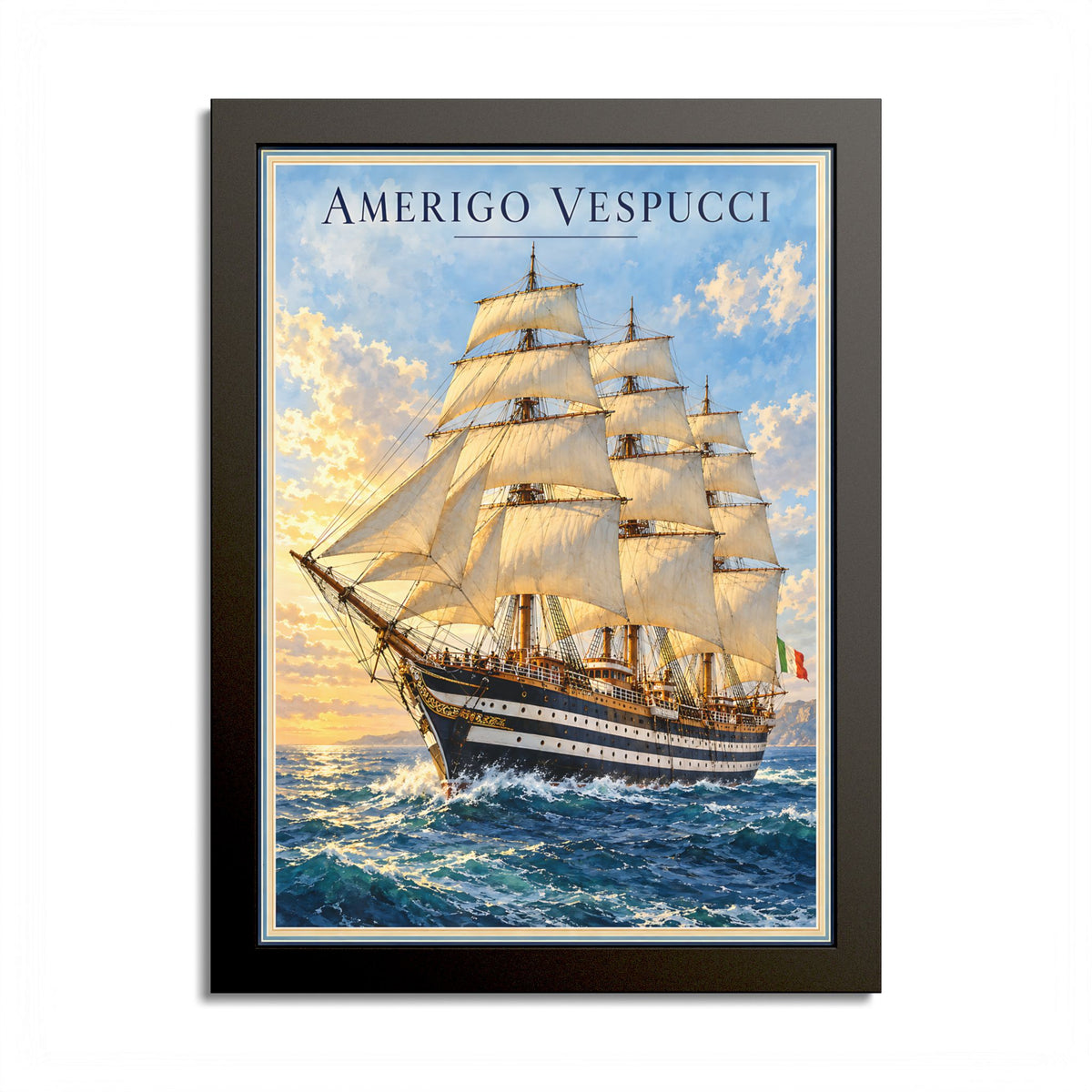 Amerigo Vespucci Tall Ship Framed Poster – Vintage Nautical Wall Art