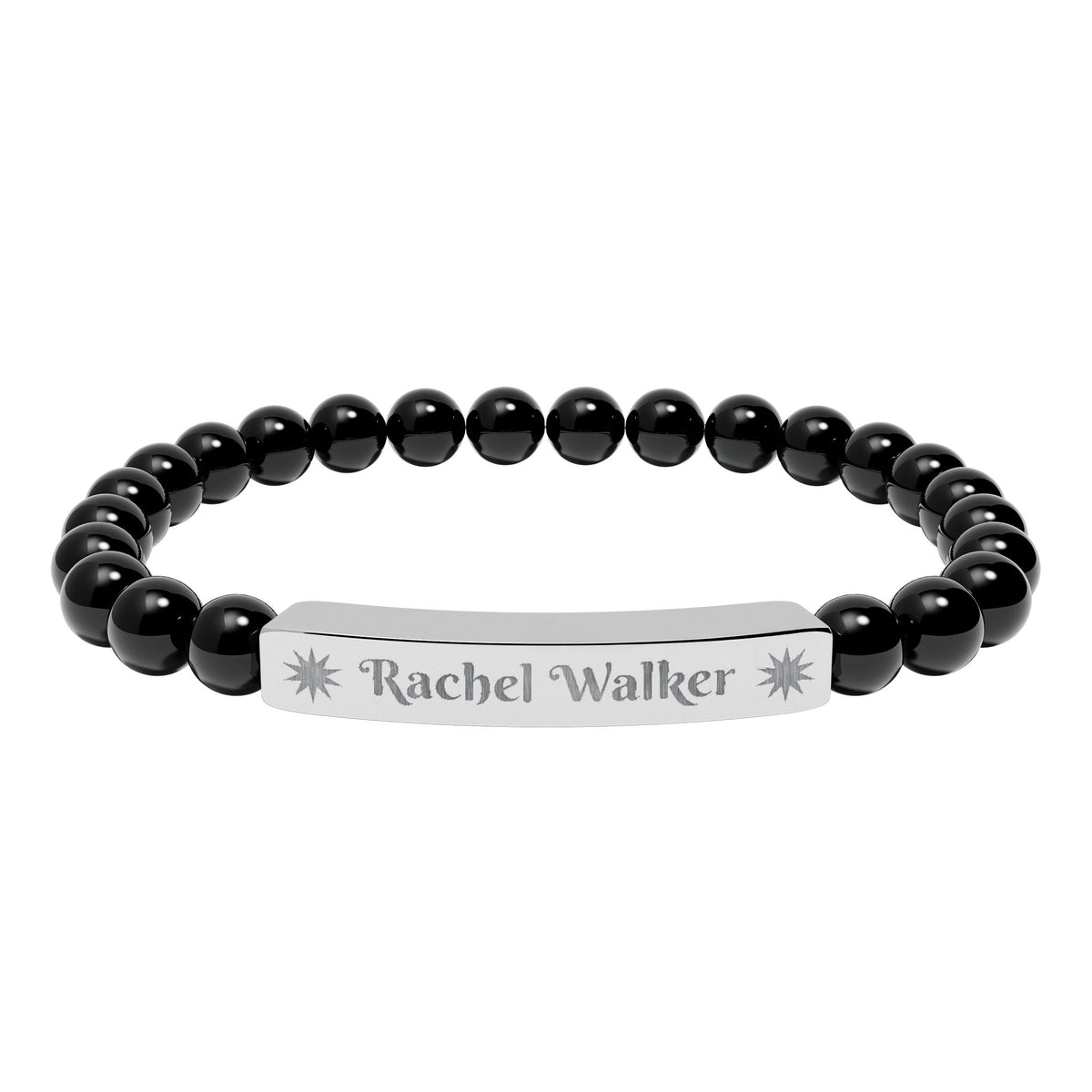 Personalized Natural Stone Bracelet – Custom Name & Sun