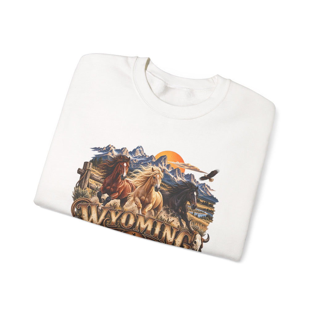 Wyoming Horses Sweatshirt – Vintage Western Design