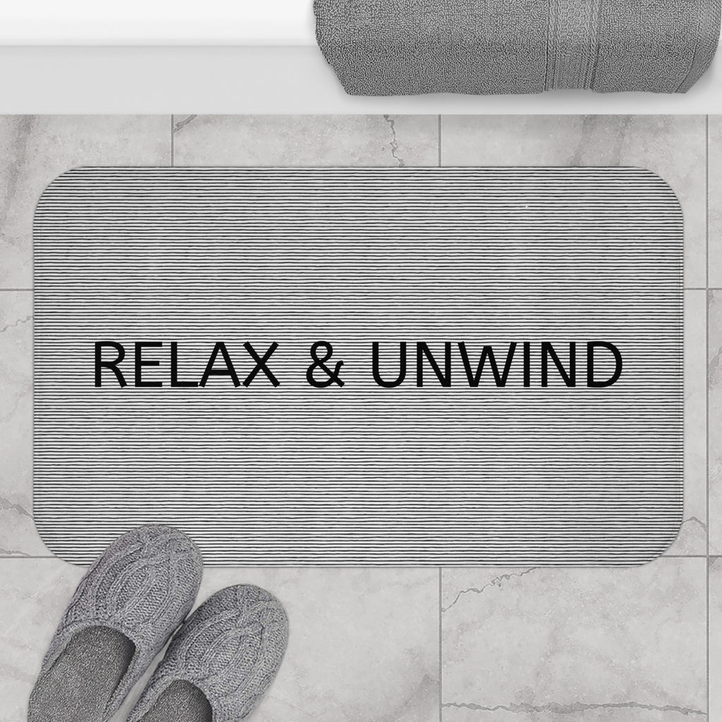 Relax & Unwind Bath Mat – Minimalist Gray Bathroom Decor