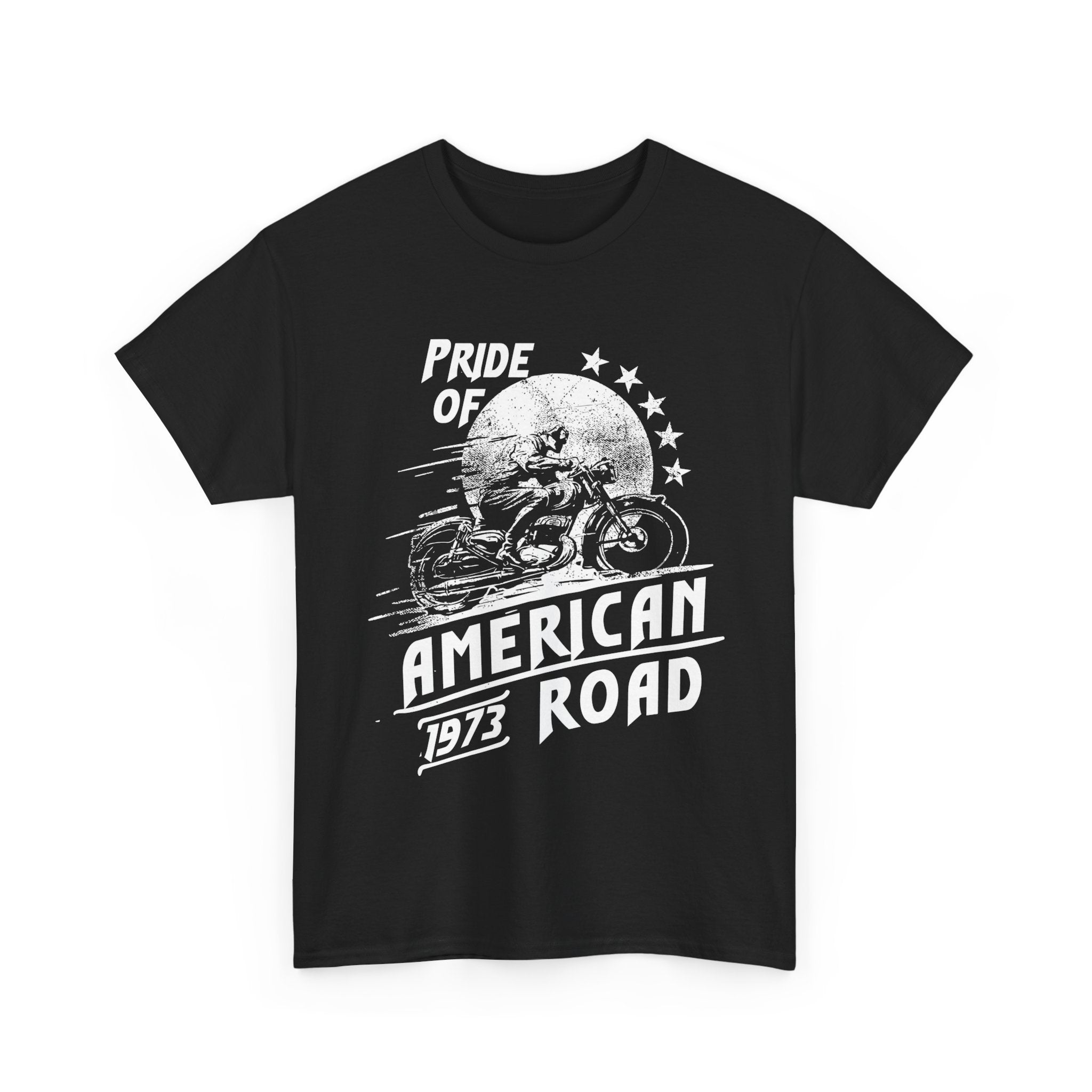 American Road Motorcycle Tee — "Pride of American Road 1973" Vintage Biker T-Shirt