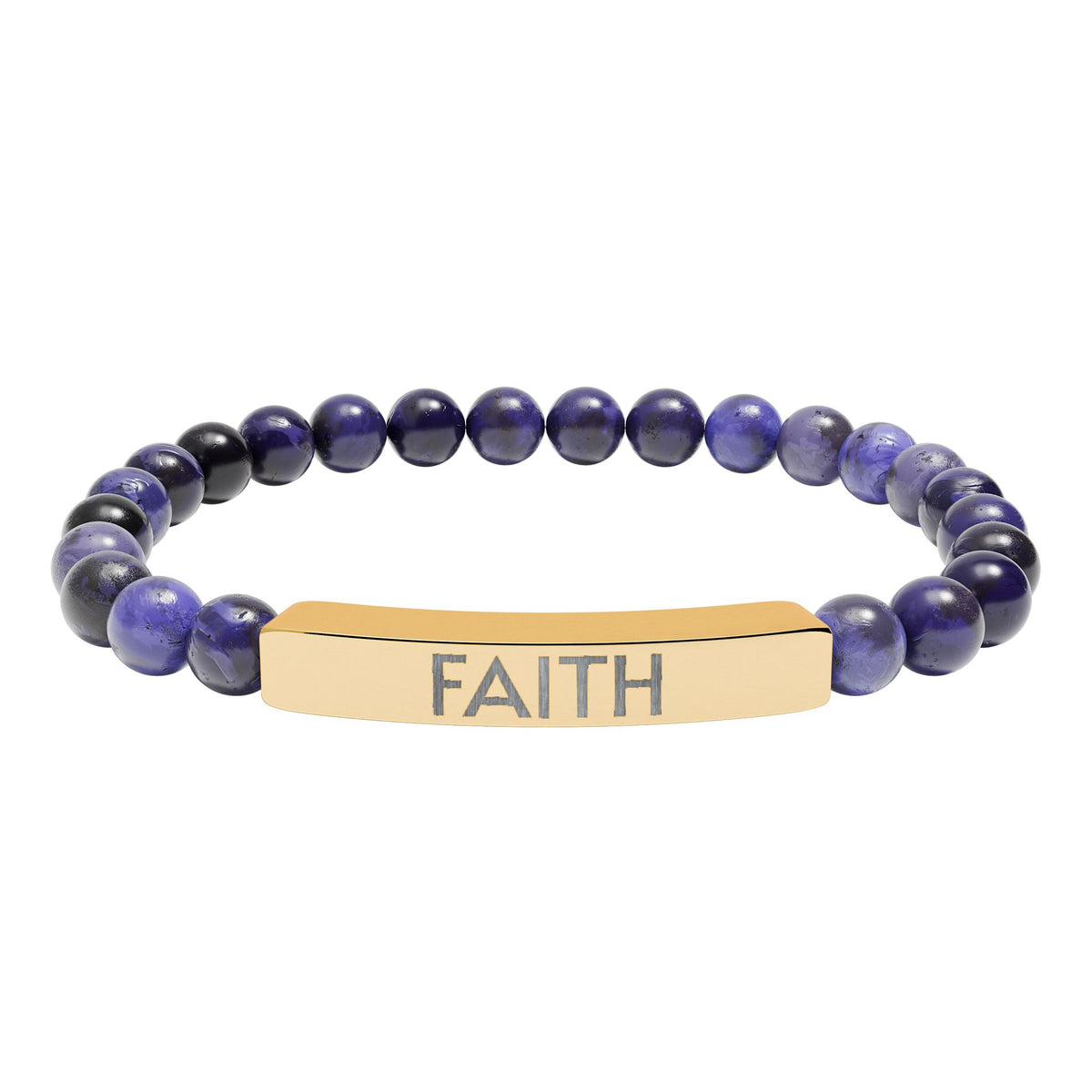 Faith Natural Stone Bracelet – Engraved Inspirational Jewelry