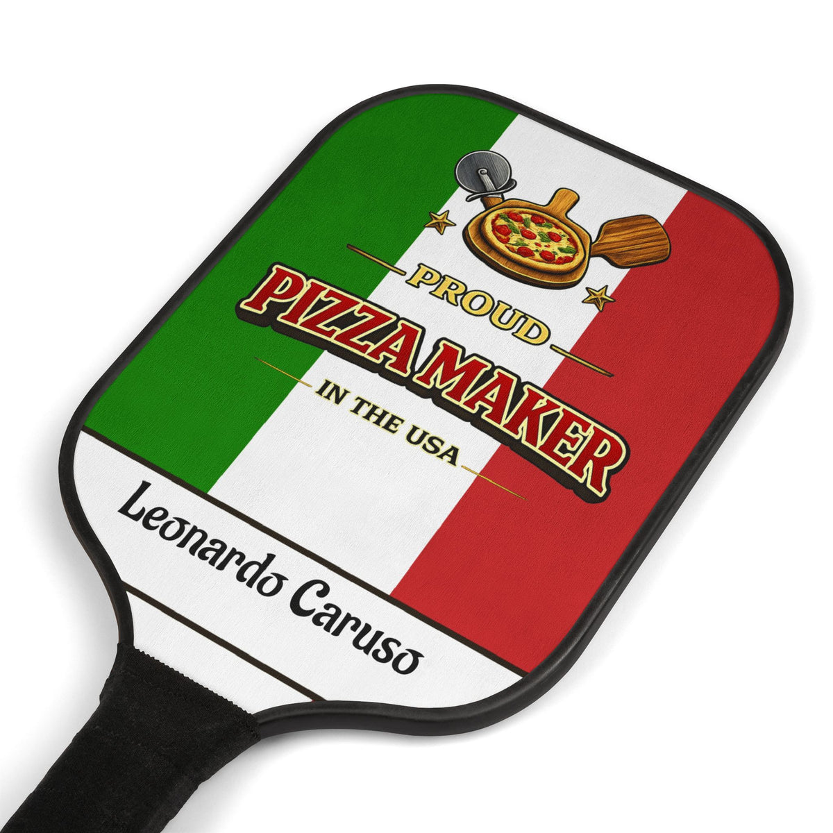 Pizza Maker Pickleball Paddle Set — Italian Flag Design, Personalized Name Option